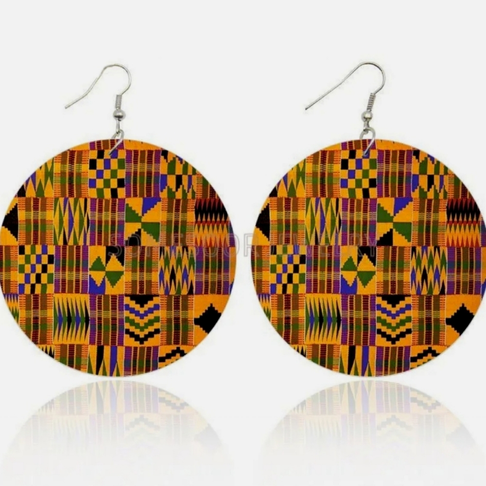 Beloved Millinery Beautiful African Kente Pattern Drop Earrings NWT